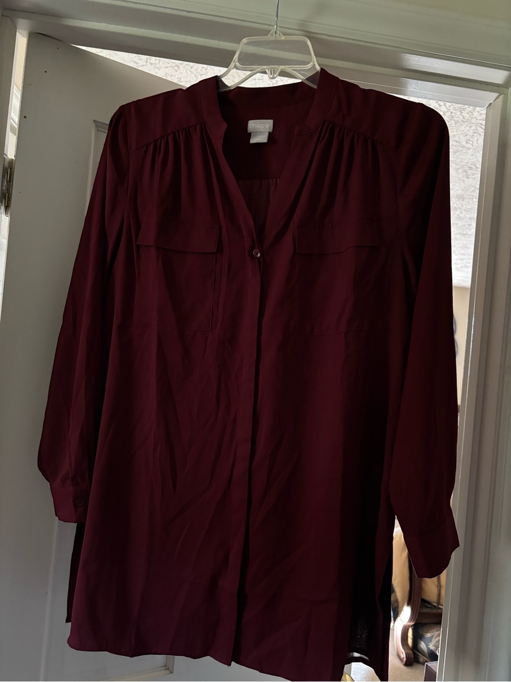 Chico's Deep Burgundy Long-Sleeve Tunic